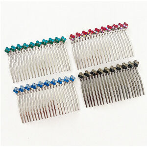 Large 4 Leaf Flower Swarovski Crystal Hair Combs